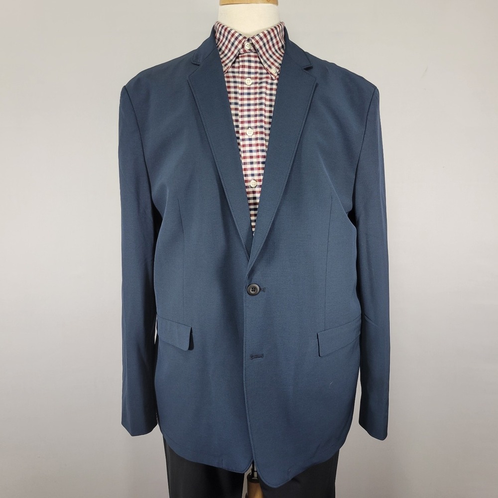 Express Men's Sport Coat Blazer Two Button Navy Blue Polyester Slim XL